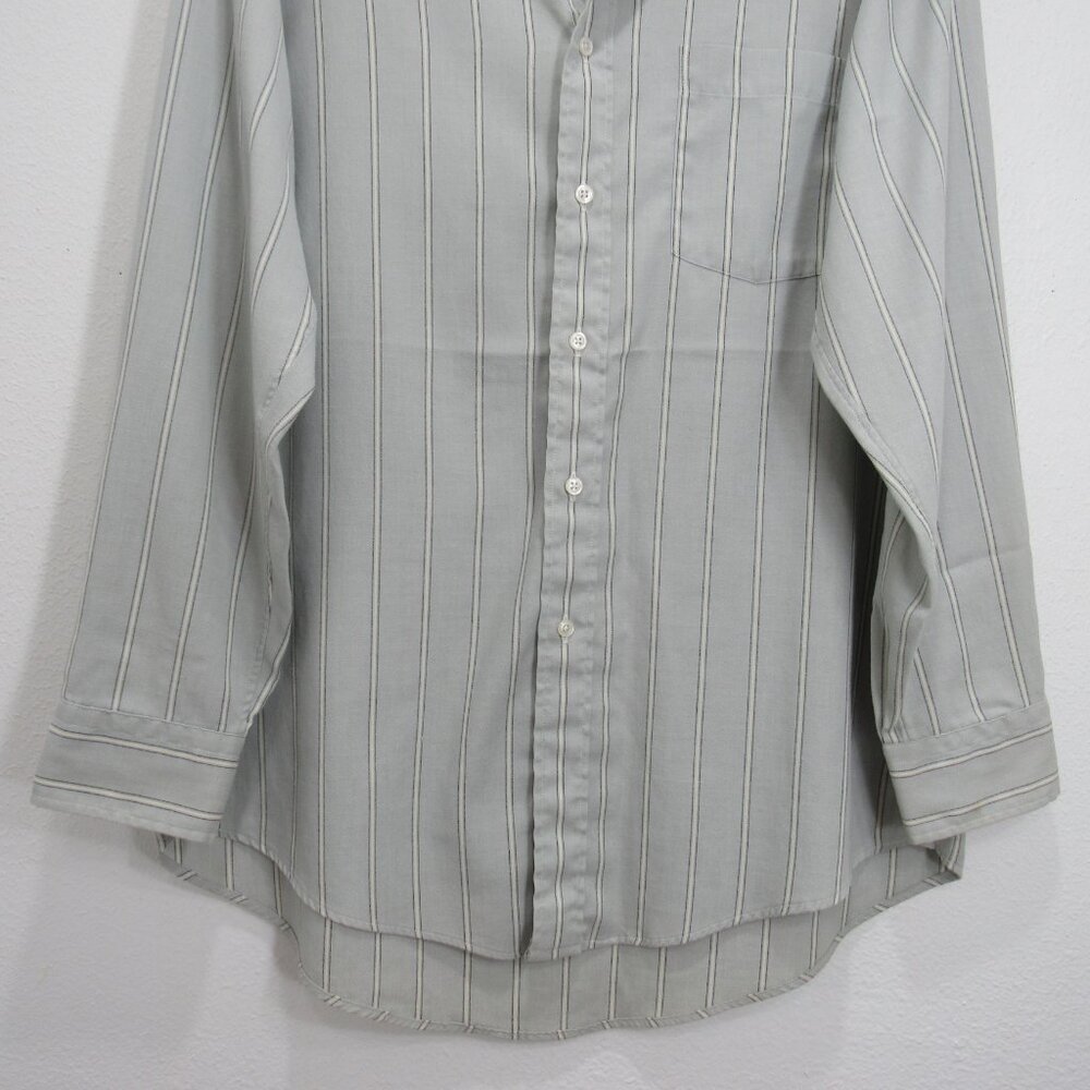 Christian Dior Men Button-up Dress shirt 16/32-33 Bluish Gray w/ White stripes - Picture 6 of 16